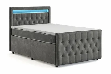 Franco Light komplett sengesett med oppbevaring LED-belysning 120x200 cm - Grå - Møbler - Senger - Komplett sengepakke