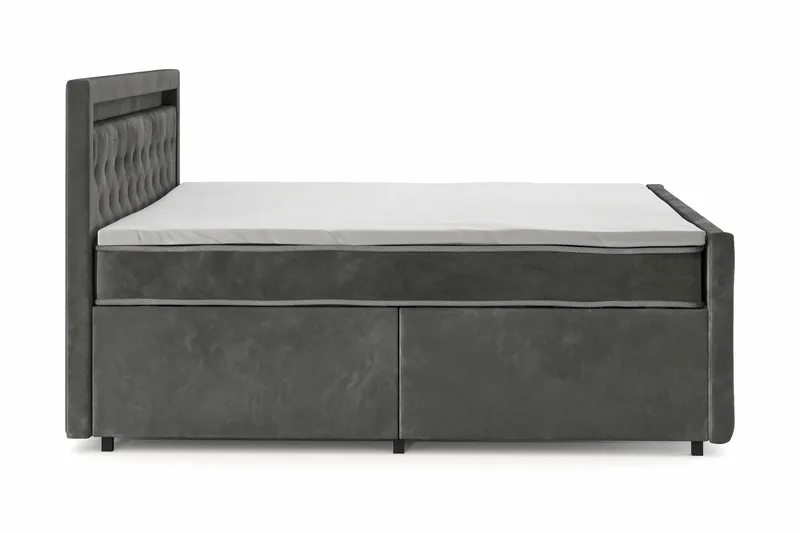 Franco Light komplett sengesett med oppbevaring LED-belysning 180x200 cm - Grå - Møbler - Senger - Komplett sengepakke