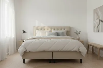 HVILA Classic komplett sengepakke 160x200 cm kontinentalseng med diamantmønstret sengegavl - Beige - Møbler - Senger - Komplett sengepakke