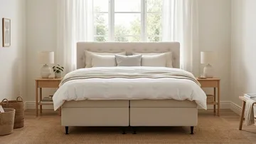 HVILA Plus komplett sengesett med oppbevaring 180x200 cm - Lys beige - Møbler - Senger - Komplett sengepakke
