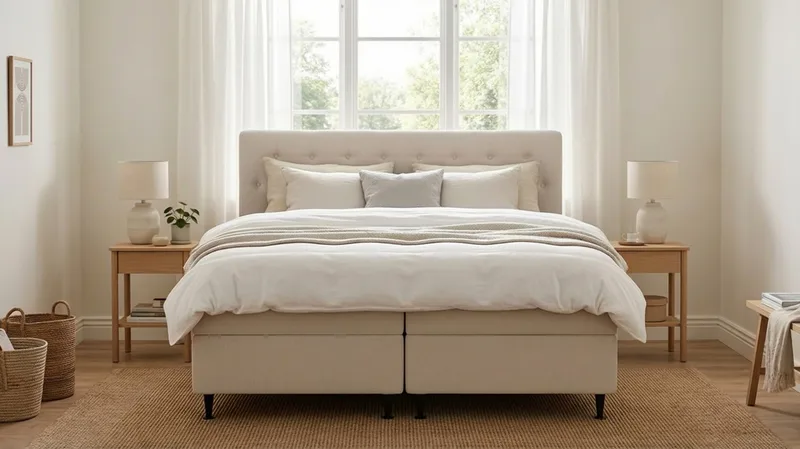 HVILA Plus komplett sengesett med oppbevaring 180x200 cm - Lys beige - Møbler - Senger - Komplett sengepakke