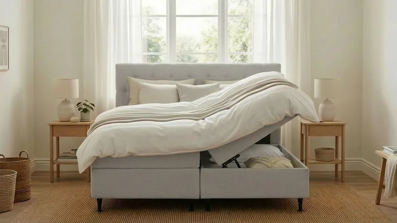 HVILA Plus komplett sengesett med oppbevaring 180x200 cm - Grå - Møbler - Senger - Komplett sengepakke