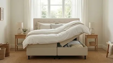HVILA Plus komplett sengesett med oppbevaring 180x200 cm - Lys beige - Møbler - Senger - Komplett sengepakke