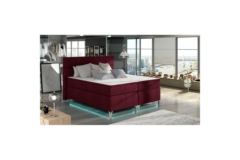 Boxspring Eltap Amadeo, Rivera 59, rød, 140x200 cm