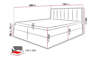 Jendem kontinentalseng 140x200 - Svart - Møbler - Senger - Kontinentalsenger