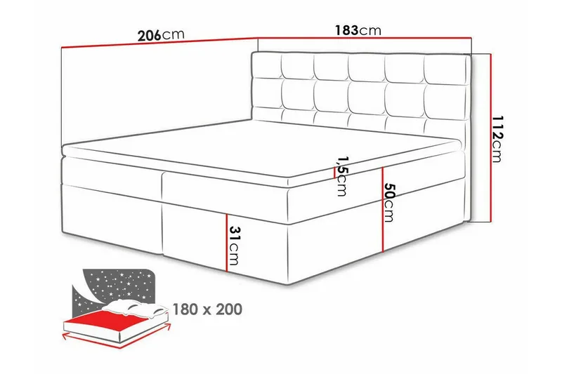 Kintore Kontinentalseng 180x200 cm - Møbler - Senger - Kontinentalsenger