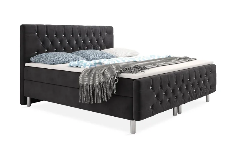Velluto Crystal Komplett Sengepakke 180x200, Svart/Hvit