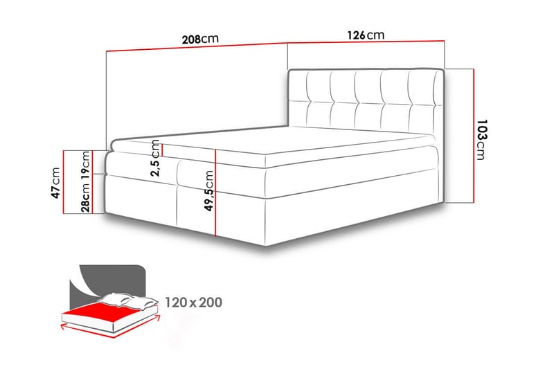 Kramvik kontinentalseng 120x200 - Svart - Møbler - Senger - Enkeltsenger