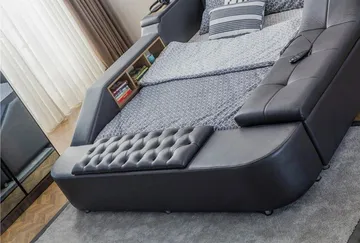 Olyvan sengepakke med benk og oppbevaring 250x290 cm kunstlær - Svart - Møbler - Senger - Sengeramme & sengestamme