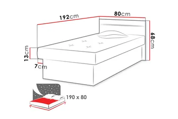 Berta Rammeseng 192x80x68 cm - Møbler - Senger - Sengeramme & sengestamme