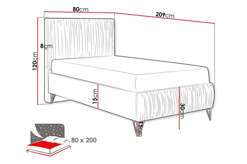 Gortin Rammeseng 80x200 cm - Møbler - Senger - Komplett sengepakke