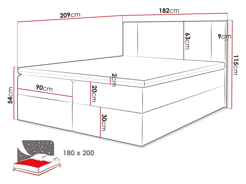 Salricus Kontinentalseng 180x200 cm med Oppbevaring - Møbler - Senger - Kontinentalsenger