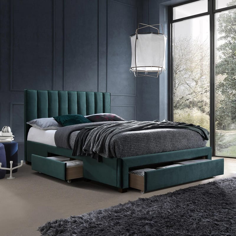 Seng HOME4YOU Grace med madrass Harmony Duo Season 160x200 cm 160x47,5xh64 cm, furu, Grønn