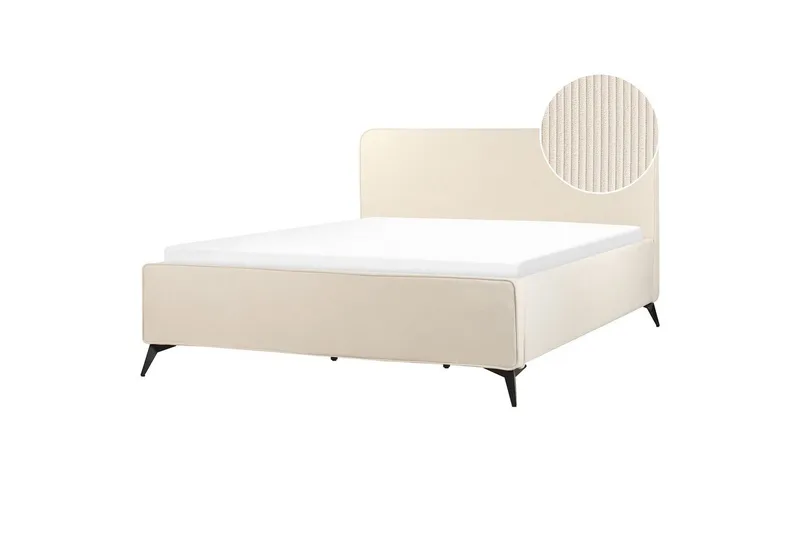 Seng med lamellbunn Valognes, Lysebeige, svart, Lys beige, svart, 180x200 cm