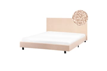 Seng med lamellramme Albi - Beige, svart/Bouclé, 160x200 cm - Møbler - Senger - Sengeramme & sengestamme