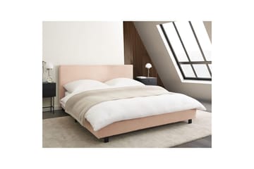 Seng med lamellramme Albi - Beige, svart/Bouclé, 160x200 cm - Møbler - Senger - Sengeramme & sengestamme