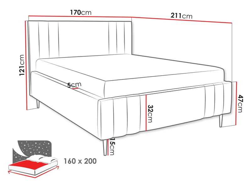 seng Ribo Nazar 225.01 160x200 - beige - Møbler - Senger - Sengeramme & sengestamme