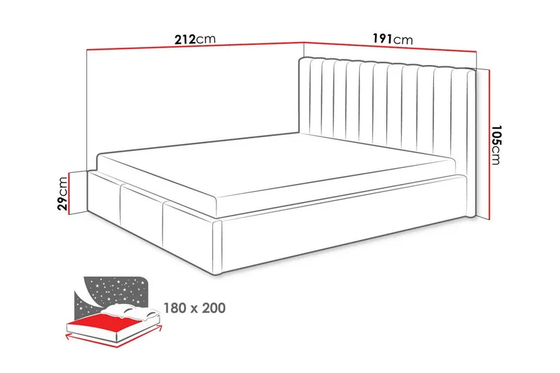 Derry Sengeramme med oppbevaring 180x200 cm - Beige / Lys - Møbler - Senger - Sengeramme & sengestamme