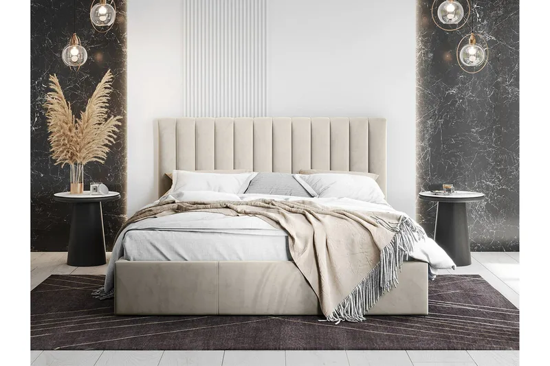 Derry Sengeramme med oppbevaring 180x200 cm - Beige / Lys - Møbler - Senger - Sengeramme & sengestamme