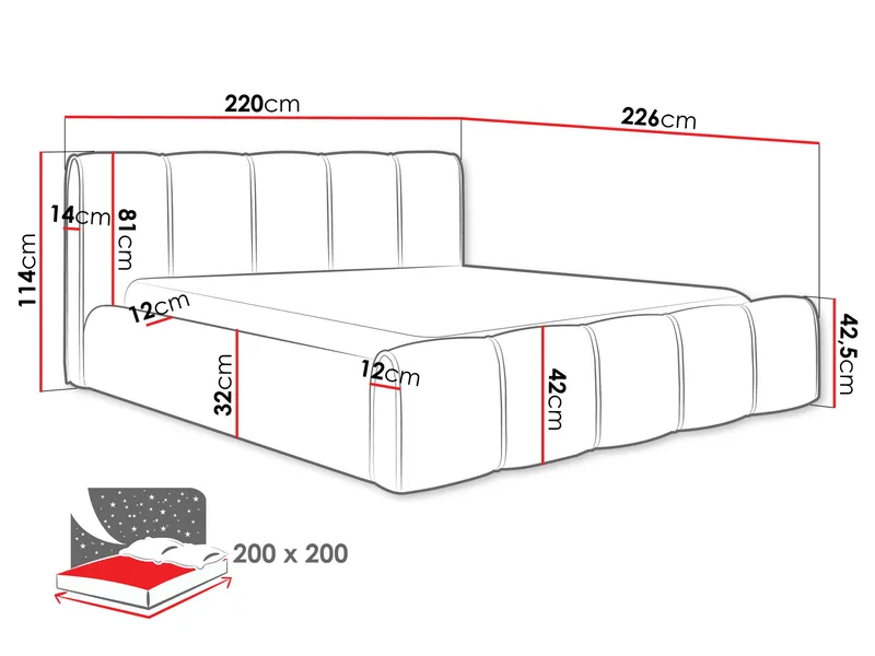 Varlinor Sengeramme 200x200 cm med Oppbevaring - Beige - Møbler - Senger - Sengeramme & sengestamme