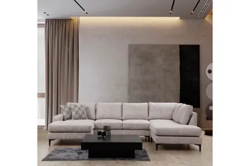 Svanabyn Sofa m. Divan og Sjeselong 4-seter - Beige - Møbler - Sofaer - U-sofa