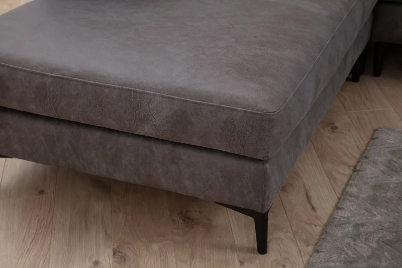 Svanabyn Sofa m. Divan og Sjeselong 4-seter - Antrasitt - Møbler - Sofaer - U-sofa
