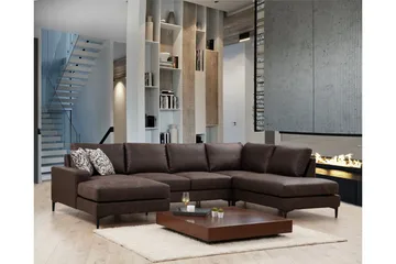Svanabyn Sofa m. Divan og Sjeselong 4-seter - Mørkebrun - Møbler - Sofaer - U-sofa