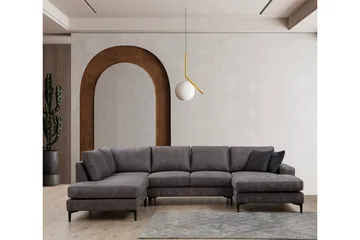 Svanabyn Sofa m. Divan og Sjeselong 4-seter - Antrasitt - Møbler - Sofaer - U-sofa