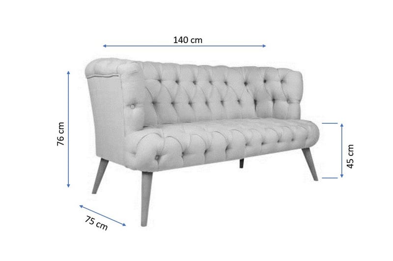 Monroew 2-seters Sofa - Rød/Natur - Møbler - Sofaer - 2 seter sofa