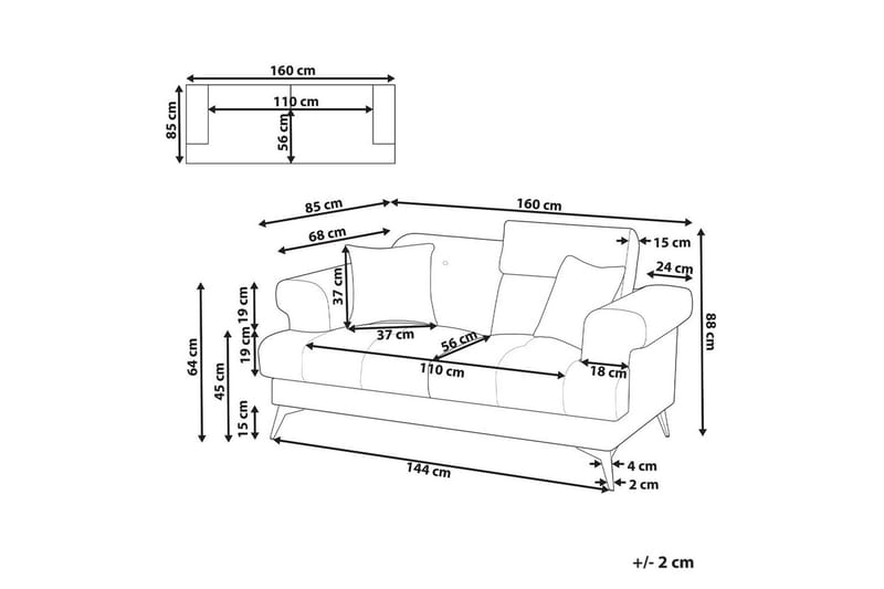 2-sitssoffa Beliani Skive Beige White||Black - Møbler - Sofaer - 2 seter sofa