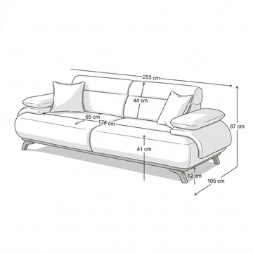 3-seters sofa Atelier Del Sofa Bonjo Walnut (246 x 81 x 97 cm) Sea Green - Sjøgrønn - Møbler - Sofaer - Sofa 3 seter