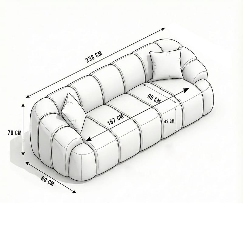 3-seters sofa Atelier Del Sofa Octavio (233 x 70 x 80 cm) Turkis - Møbler - Sofaer - Sofa 3 seter