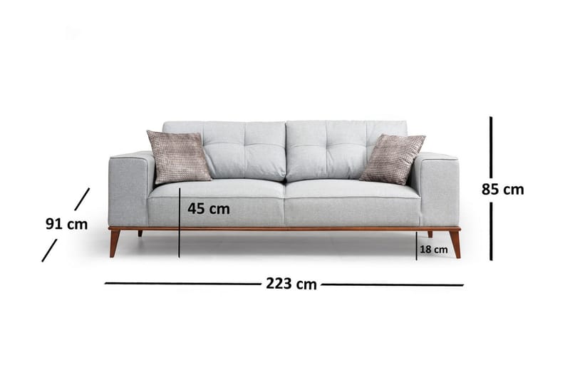 Jonnesha 3-Seter Sofa - Grå - Møbler - Sofaer - Sovesofaer - 3 seters sovesofa