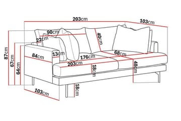 Menard 3-seters Dyp Fløyelssofa - Kremhvit - Møbler - Sofaer - Sofa 3 seter