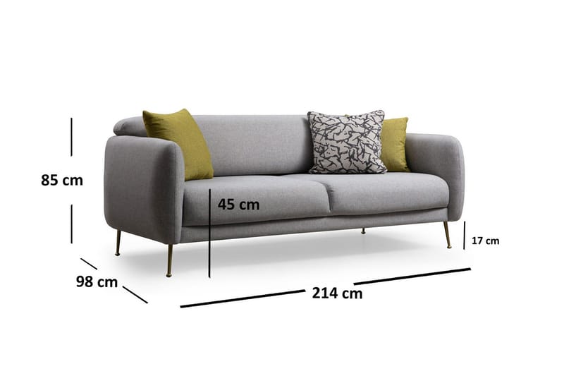 Panchenko 3-Seter Sofa - Grå - Møbler - Sofaer - Sovesofaer - 3 seters sovesofa