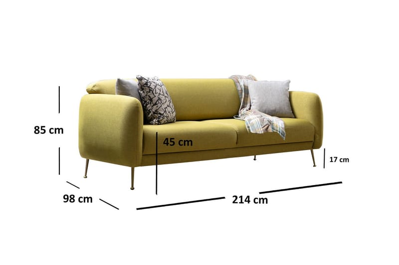 Panchenko 3-Seter Sofa - Gul - Møbler - Sofaer - Sovesofaer - 3 seters sovesofa