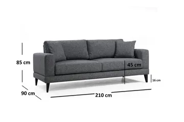 Selder 3-Seter Sofa - Grå - Møbler - Sofaer - Sovesofaer - 3 seters sovesofa