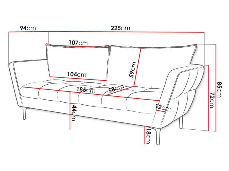 Ancienne 3-seters sofa - sennepsgul - Møbler - Sofaer - 2 seter sofa