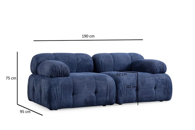 Belgin Sofa 2-seter - Blå - Møbler - Sofaer - Modulsofaer - Komplett modulsofa