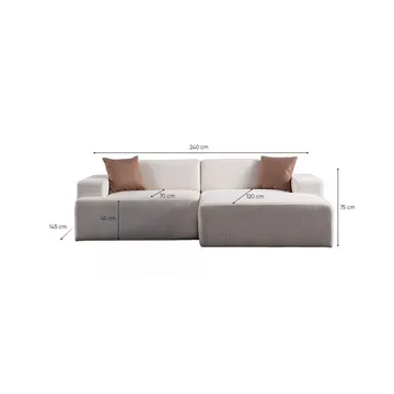 Branorin 3-seters Hjørnesofa - Kremhvit - Møbler - Sofaer - Sofa med sjeselong