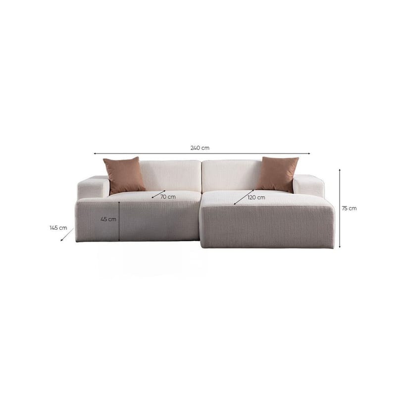 Branorin 3-seters Hjørnesofa - Kremhvit - Møbler - Sofaer - Sofa med sjeselong