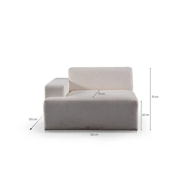 Branorin 3-seters Hjørnesofa - Kremhvit - Møbler - Sofaer - Sofa med sjeselong