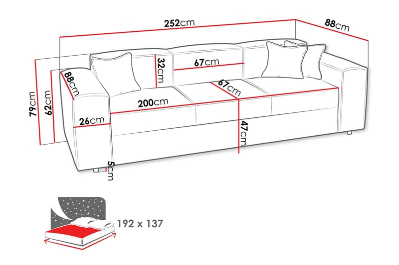 Bysantinsk 3-Seters Sovesofa - Beige - Møbler - Sofaer - Sovesofaer