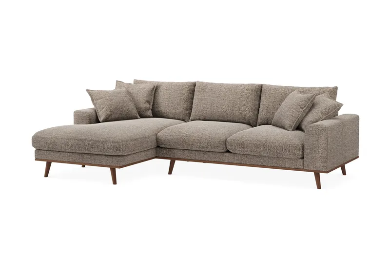 Copenhagen Premium 4-personers Venstrevendt L-formet Dyb Divansofa i Chenille - Brun - Møbler - Sofaer - Sofa med sjeselong