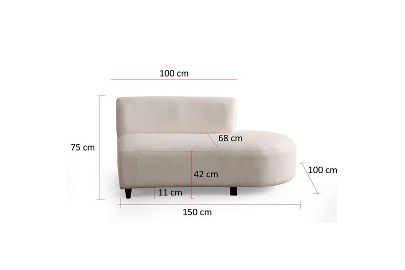 Dariya Svängd Sofa 4-sits - Krem - Møbler - Sofaer - 4 seter sofa