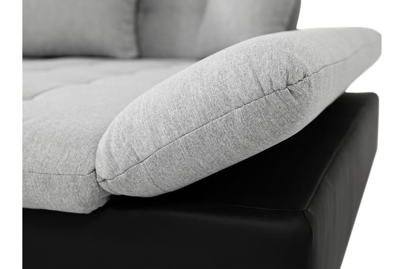 Djerra Sovesofa med Sjeselong 3-seter i Kunstlær - Svart / Grå - Møbler - Sofaer - Sovesofaer