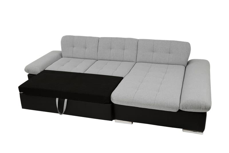 Djerra Sovesofa med Sjeselong 3-seter i Kunstlær - Svart / Grå - Møbler - Sofaer - Sovesofaer