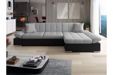 Djerra Sovesofa med Sjeselong 3-seter i Kunstlær - Svart / Grå - Møbler - Sofaer - Sovesofaer