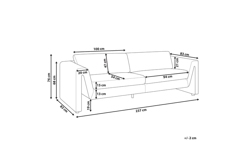 Durran Sofa 3-seter - Beige/Svart - Møbler - Sofaer - Fløyel sofaer