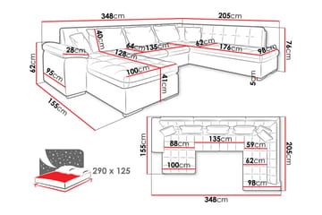 Dynir Sofa med Sjeselong og Divan 4-seter - Beige - Møbler - Sofaer - U-sofa